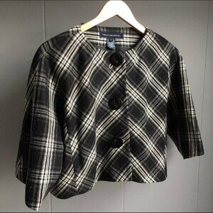 Vintage French Connection Grey Plaid Cropped Jacket - Size 8